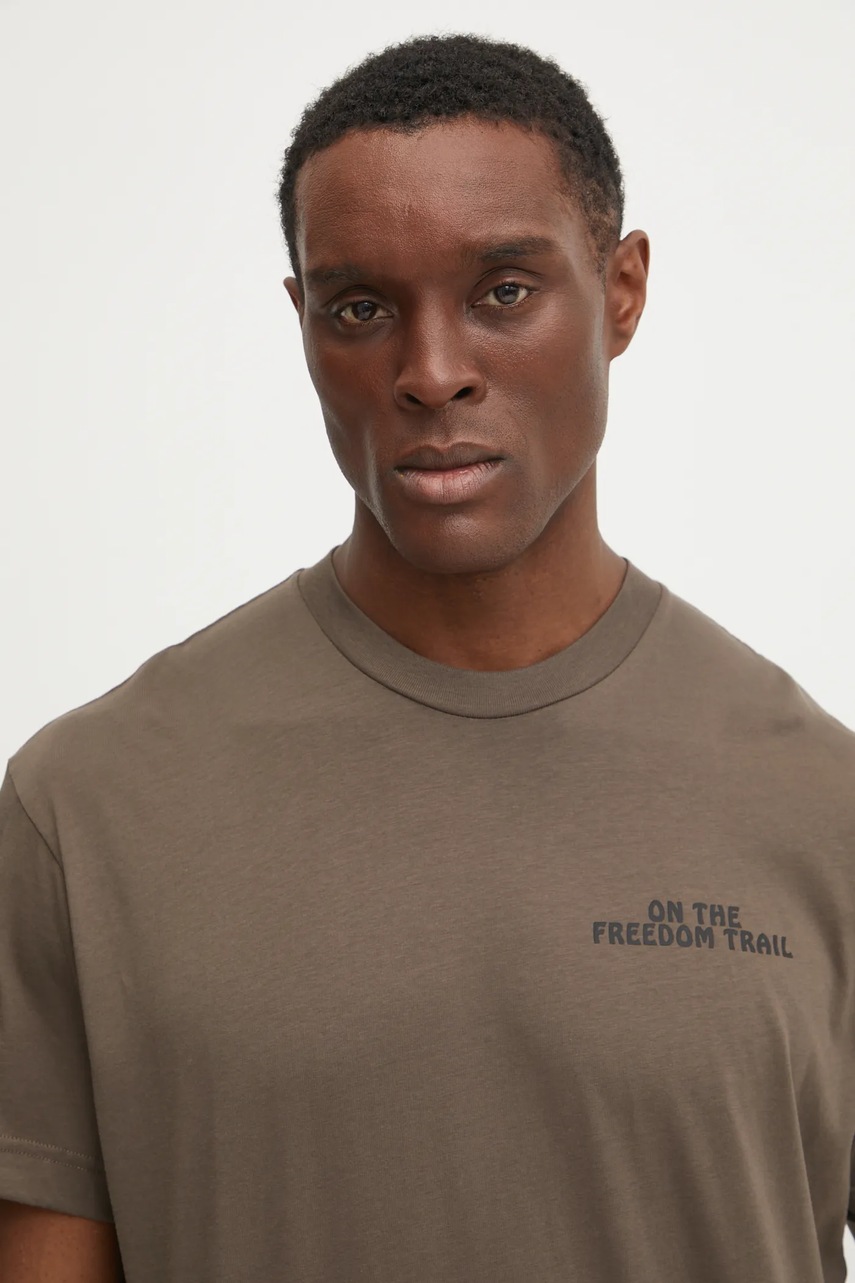 Μπλουζάκι Jack Wolfskin Trailblazer χρώμα: καφέ, A63857 φωτογραφία