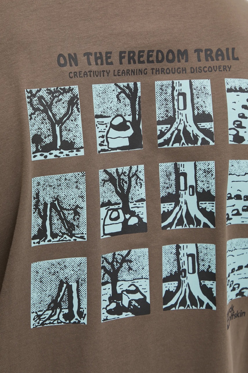 Μπλουζάκι Jack Wolfskin Trailblazer χρώμα: καφέ, A63857 φωτογραφία