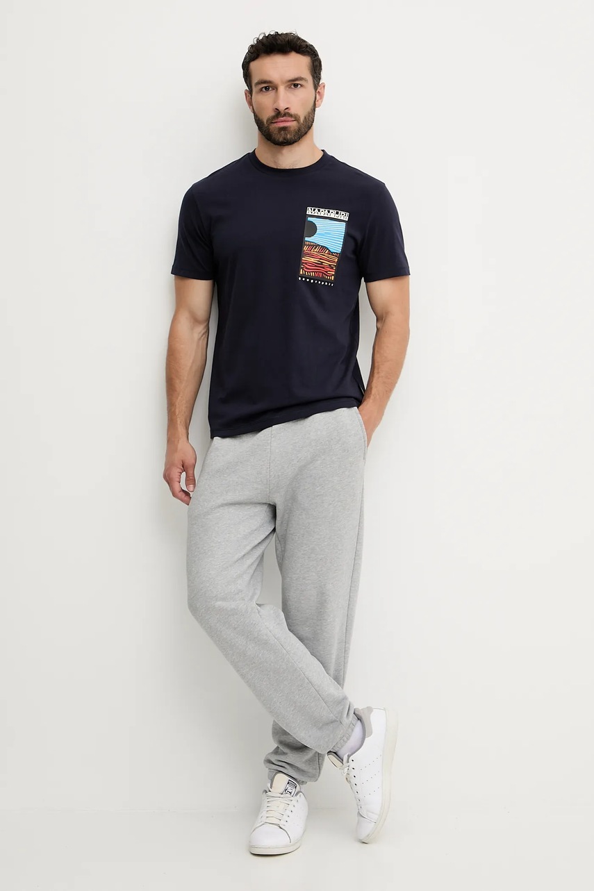 Хлопковая футболка Napapijri S-Valdor цвет синий с принтом NP0A4IE61761