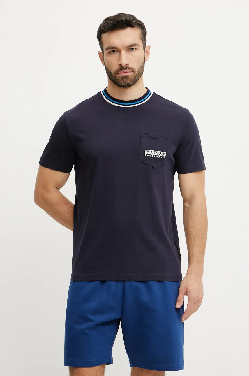 Napapijri tricou S-Murlo barbati, culoarea albastru marin, cu imprimeu, NP0A4IEJ1761