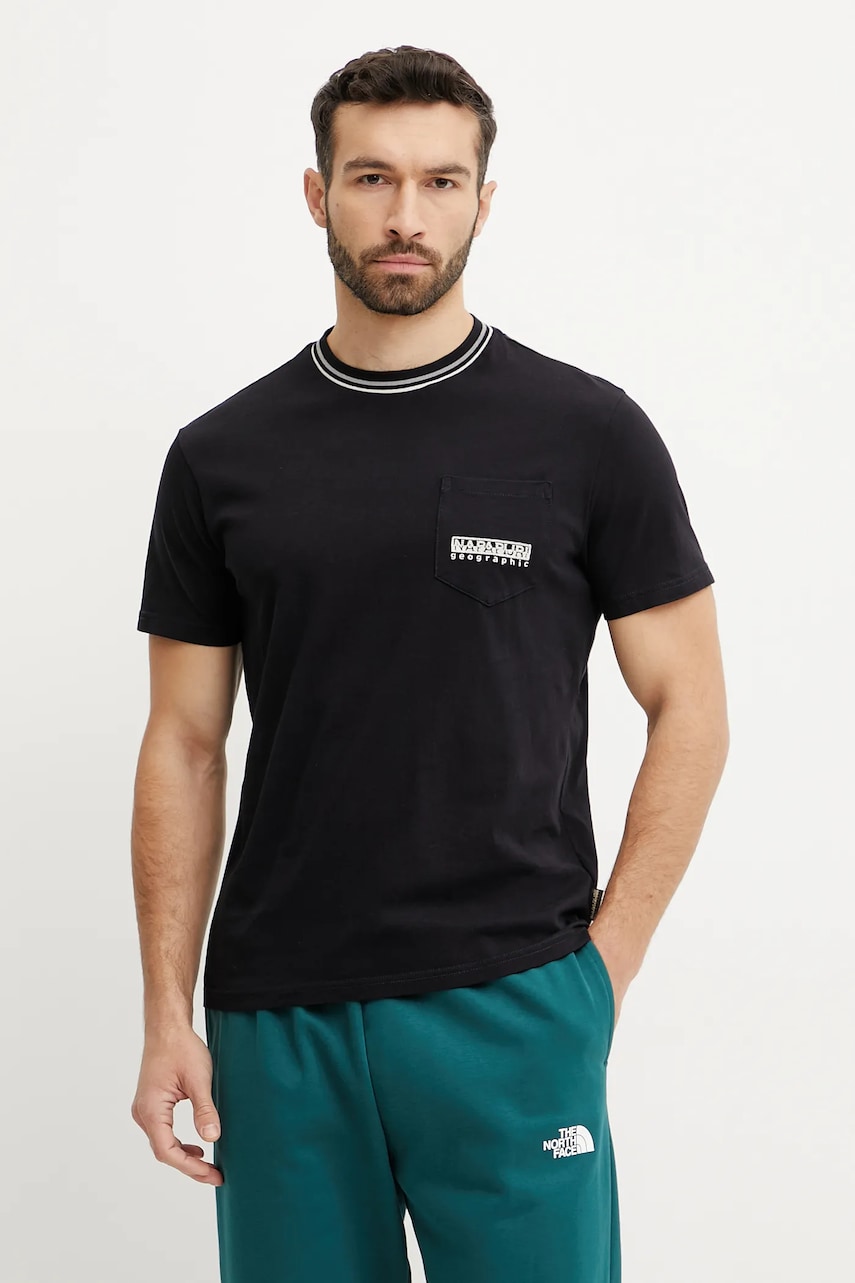 Napapijri tricou din bumbac S-Murlo barbati, culoarea negru, cu imprimeu, NP0A4IEJ9411 Napapijri tricou din bumbac S-Murlo barbati, culoarea negru, cu imprimeu, NP0A4IEJ9411