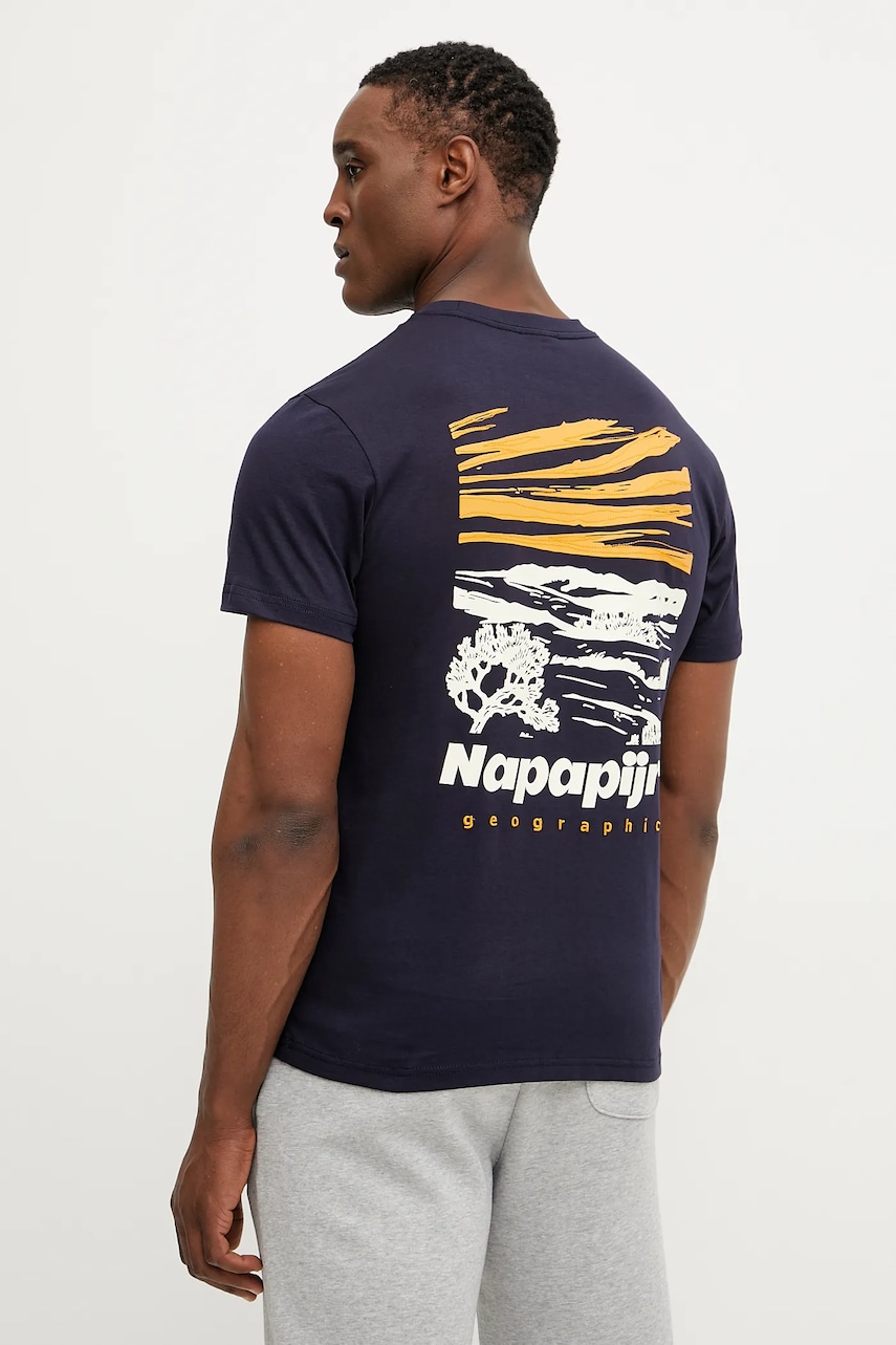 Napapijri tricou din bumbac S-Vignoni bărbați, culoarea albastru marin, cu imprimeu, NP0A4ILX1761 Napapijri tricou din bumbac S-Vignoni bărbați, culoarea albastru marin, cu imprimeu, NP0A4ILX1761
