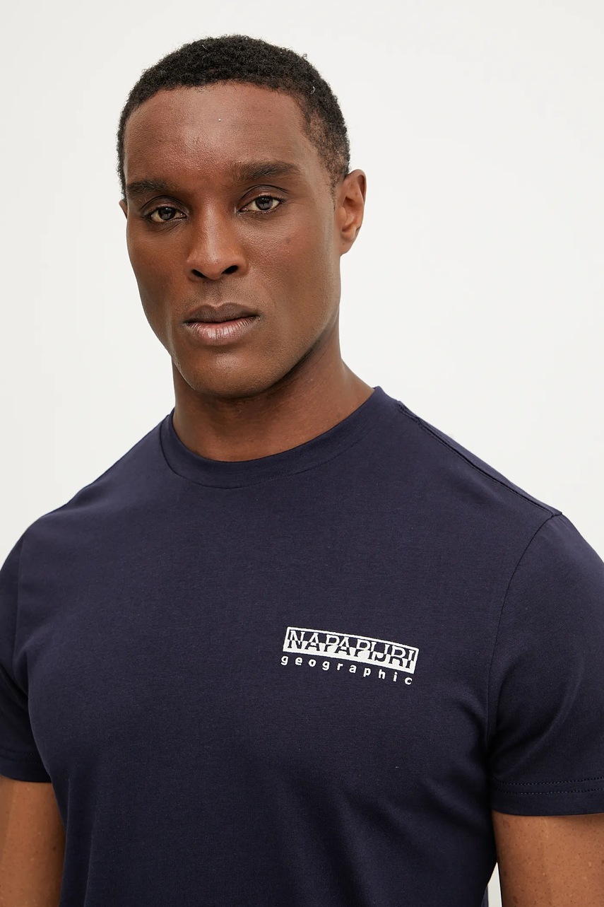 Βαμβακερό μπλουζάκι Napapijri S-Vignoni ανδρικό, χρώμα: ναυτικό μπλε, NP0A4ILX1761 φωτογραφία