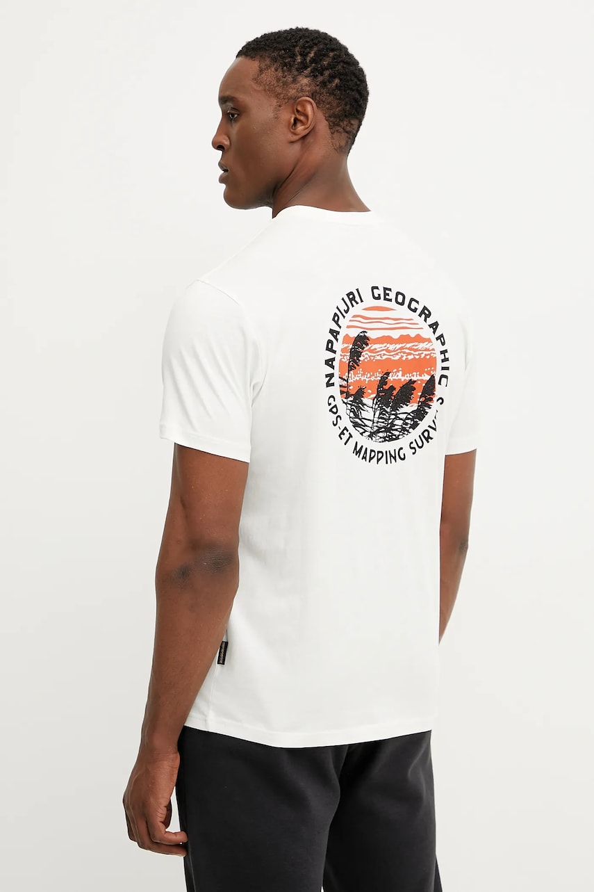 Napapijri tricou din bumbac S-Vignoni bărbați, culoarea alb, cu imprimeu, NP0A4ILX2061 Napapijri tricou din bumbac S-Vignoni bărbați, culoarea alb, cu imprimeu, NP0A4ILX2061