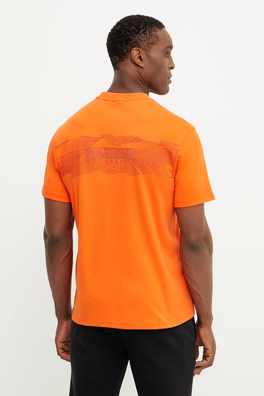 Βαμβακερό μπλουζάκι Napapijri S-Vanni ανδρικό, χρώμα: πορτοκαλί, NP0A4IEDA001 φωτογραφία