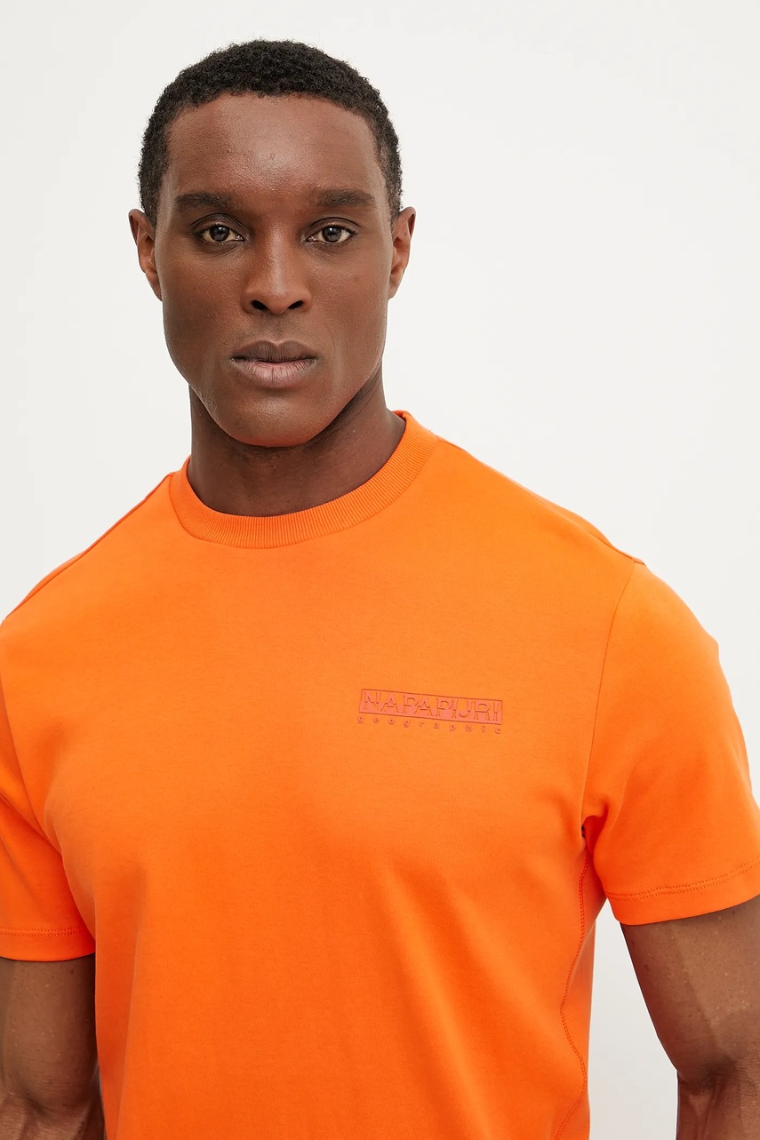 Βαμβακερό μπλουζάκι Napapijri S-Vanni ανδρικό, χρώμα: πορτοκαλί, NP0A4IEDA001 φωτογραφία