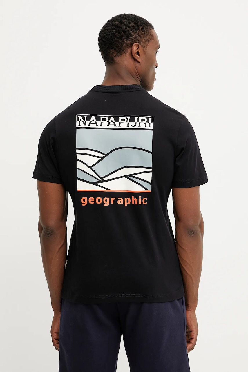 Napapijri tricou din bumbac S-Sovana bărbați, culoarea negru, cu imprimeu, NP0A4IE49411 Napapijri tricou din bumbac S-Sovana bărbați, culoarea negru, cu imprimeu, NP0A4IE49411