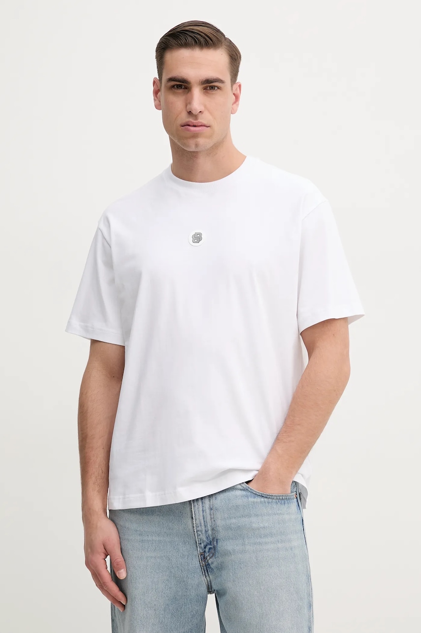BOSS Green tricou barbati, culoarea alb, neted, 50535409