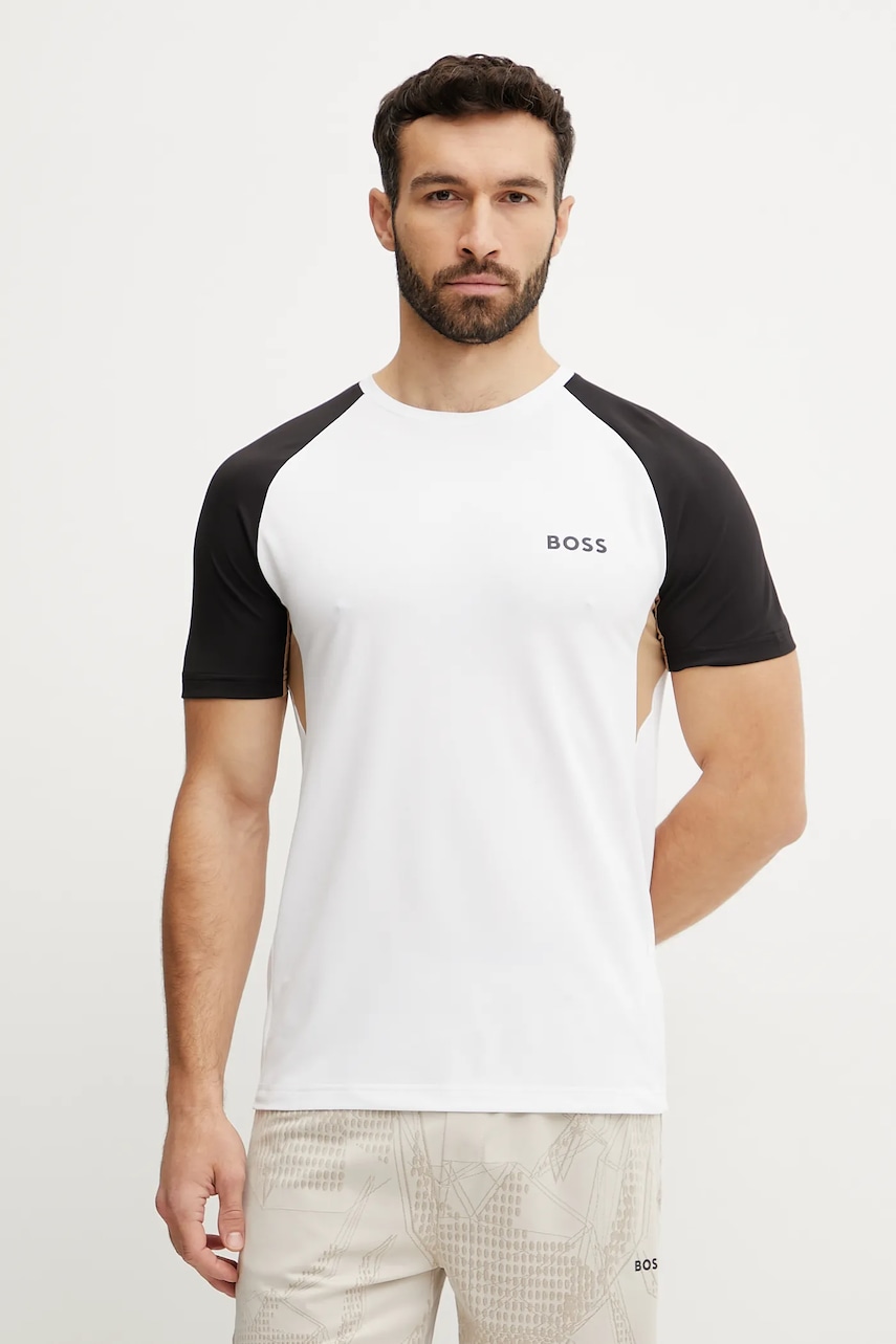 BOSS Green tricou barbati, culoarea alb, cu imprimeu, 50539114 BOSS Green tricou barbati, culoarea alb, cu imprimeu, 50539114