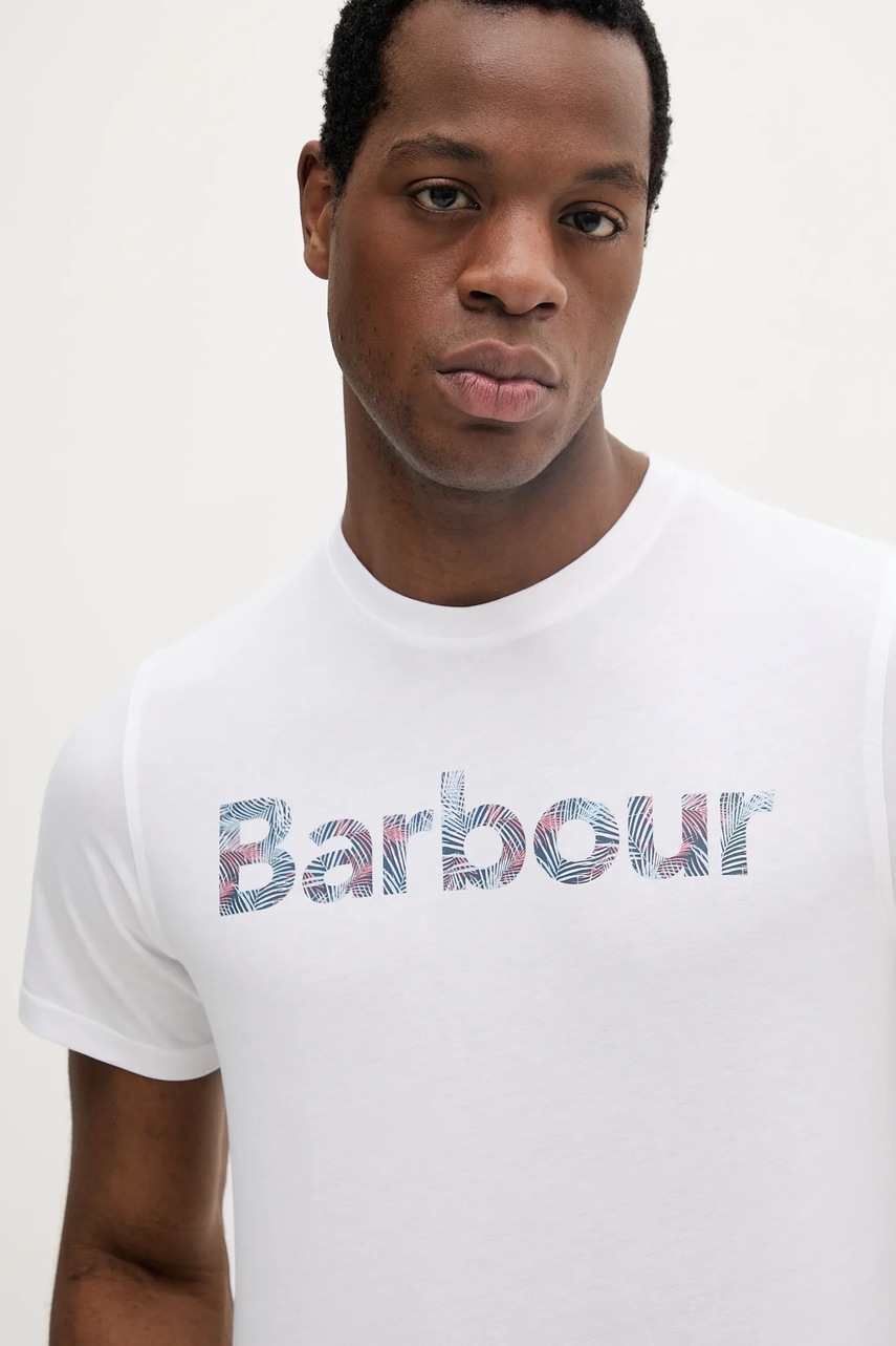 Βαμβακερό μπλουζάκι Barbour Devon Graphic T-Shirt ανδρικό, χρώμα: άσπρο, MTS1391 φωτογραφία