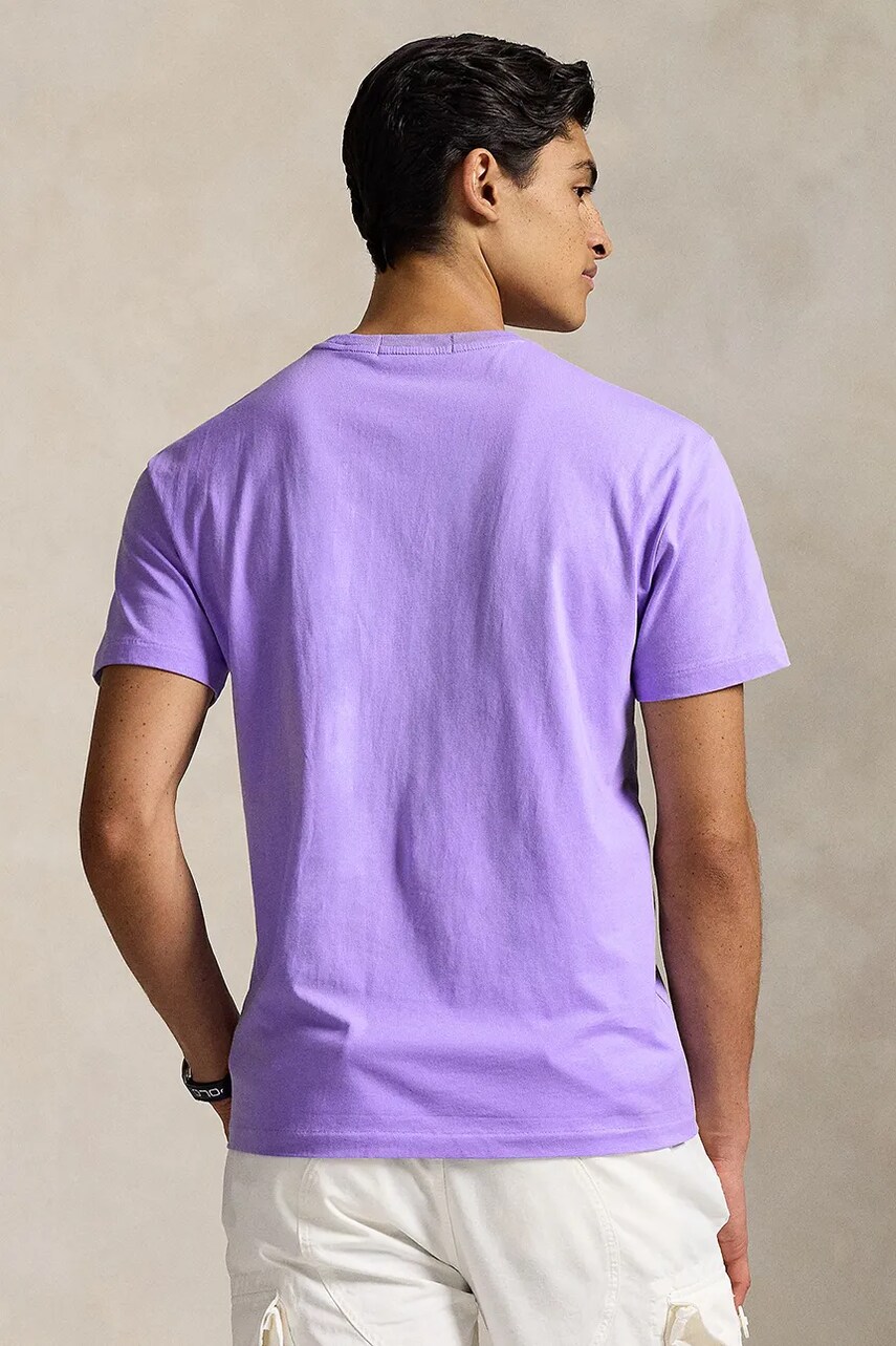 Хлопковая футболка Polo Ralph Lauren цвет фиолетовый с принтом 710880627 Хлопковая футболка Polo Ralph Lauren цвет фиолетовый с принтом 710880627