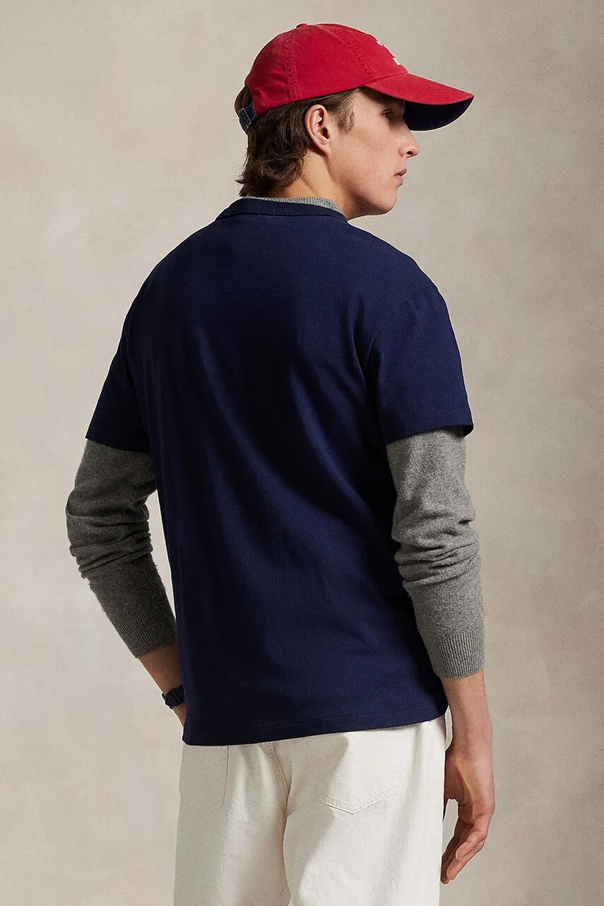 Хлопковая футболка Polo Ralph Lauren цвет синий однотонная 710969043 Хлопковая футболка Polo Ralph Lauren цвет синий однотонная 710969043