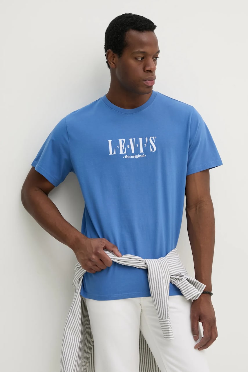 Levi's tricou din bumbac SS RELAXED FIT TEE barbati, culoarea violet, cu imprimeu, 16143 Levi's tricou din bumbac SS RELAXED FIT TEE barbati, culoarea violet, cu imprimeu, 16143