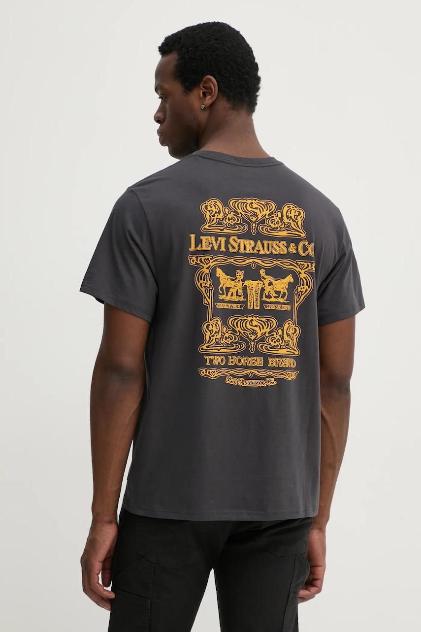 Levi's tricou din bumbac SS RELAXED FIT TEE barbati, culoarea gri, cu imprimeu, 16143 Levi's tricou din bumbac SS RELAXED FIT TEE barbati, culoarea gri, cu imprimeu, 16143