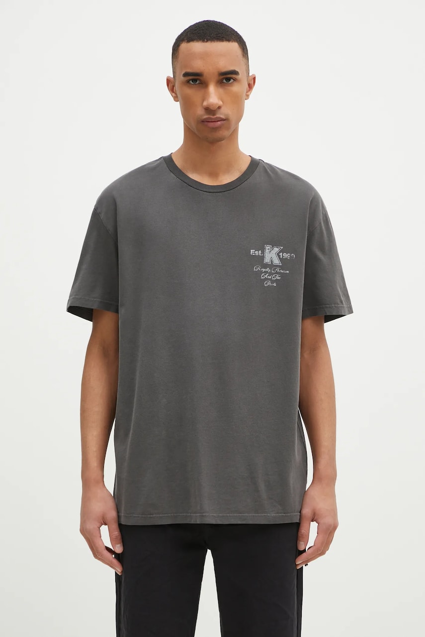 KSUBI tricou din bumbac Lock Up Biggie bărbați, culoarea gri, cu imprimeu, MPS25TE004