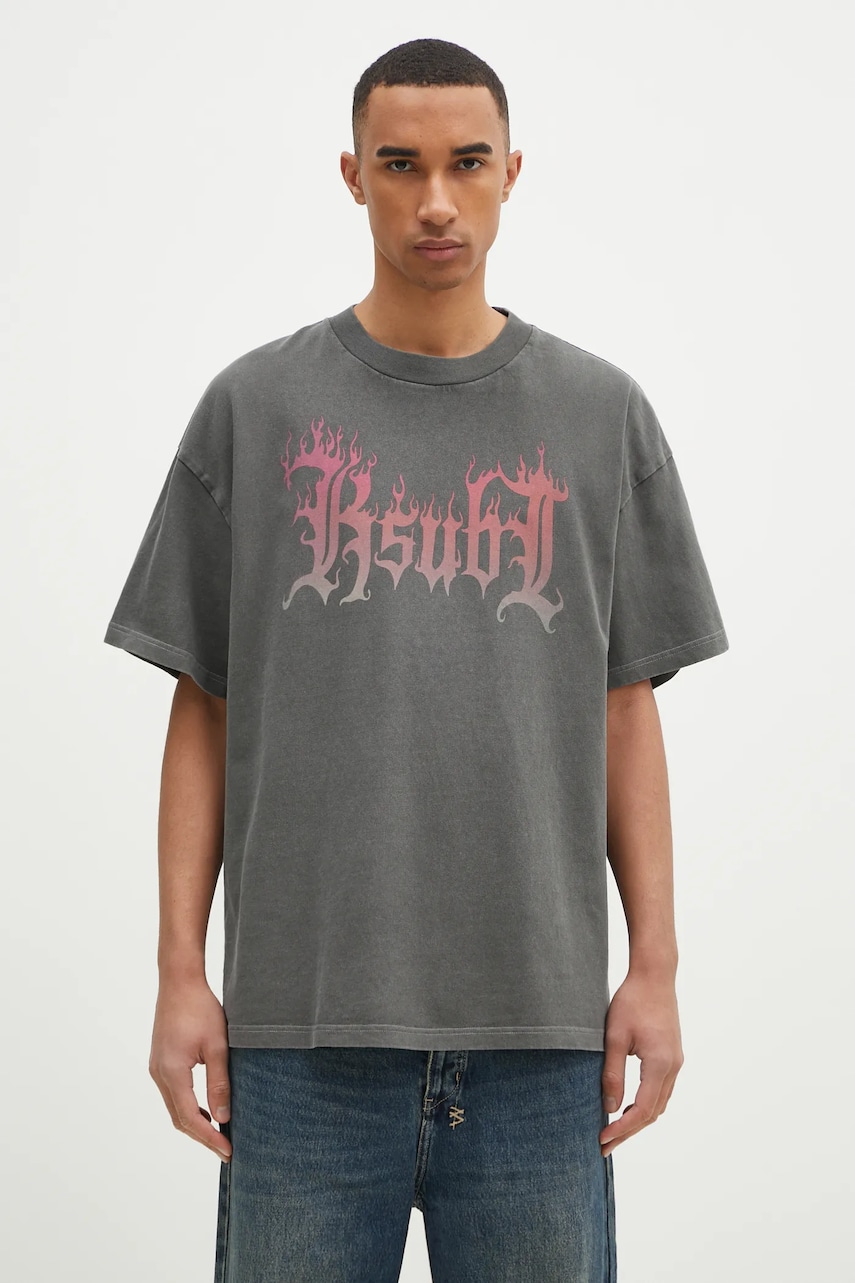 KSUBI tricou din bumbac Fuego Ekcess bărbați, culoarea gri, cu imprimeu, MPS25TE026