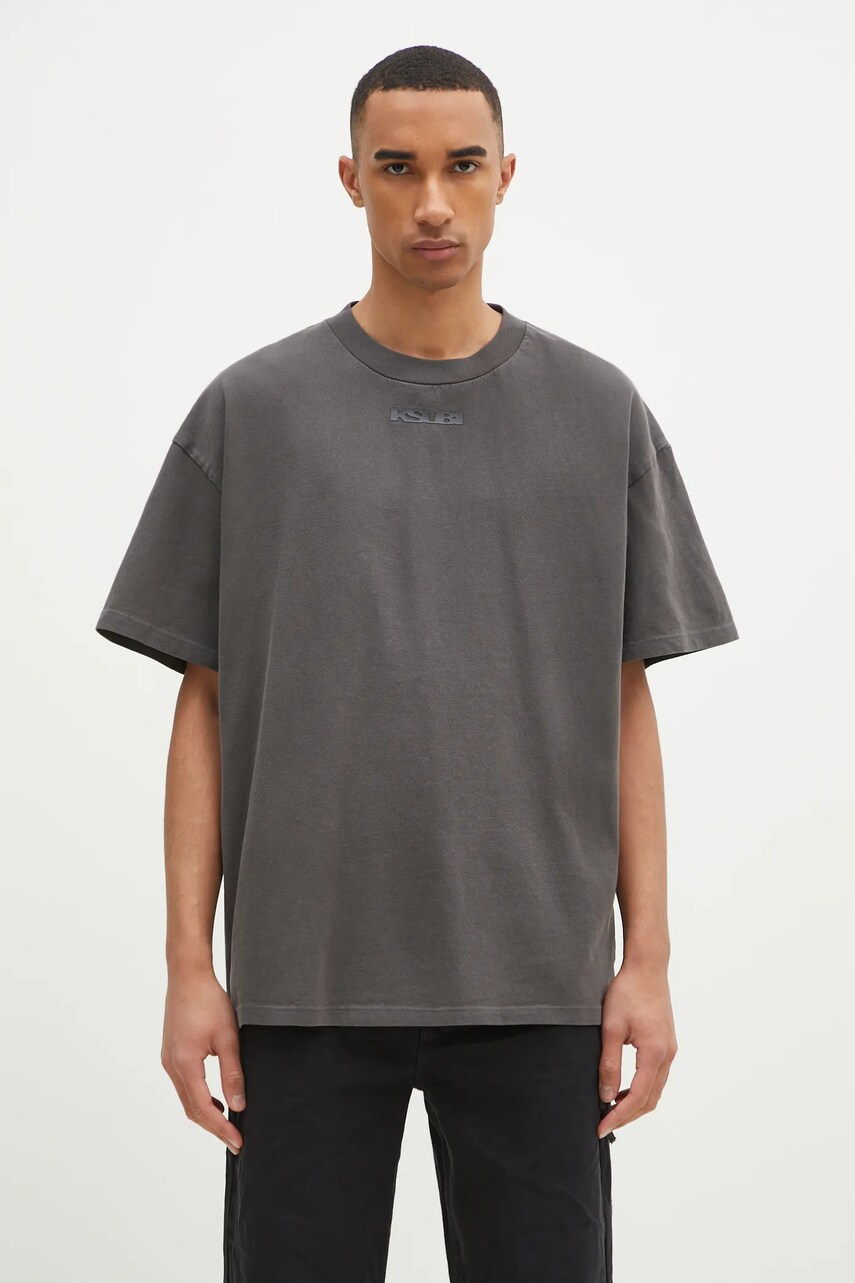 KSUBI tricou din bumbac Sott Ekcess bărbați, culoarea gri, cu imprimeu, MPS25TE040