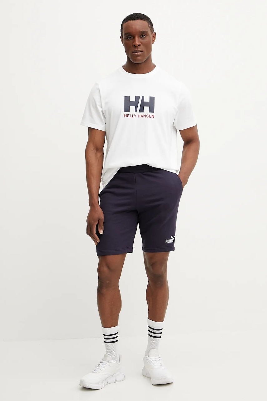 Хлопковая футболка Helly Hansen HH LOGO мужская цвет белый с принтом 54596 Хлопковая футболка Helly Hansen HH LOGO мужская цвет белый с принтом 54596