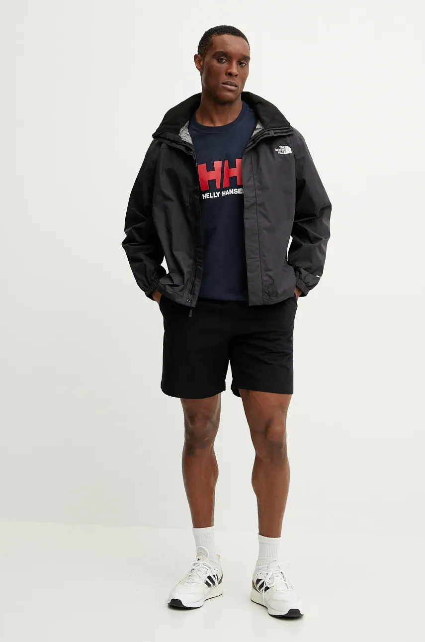 Хлопковая футболка Helly Hansen HH LOGO мужская цвет синий с принтом 54596 Хлопковая футболка Helly Hansen HH LOGO мужская цвет синий с принтом 54596