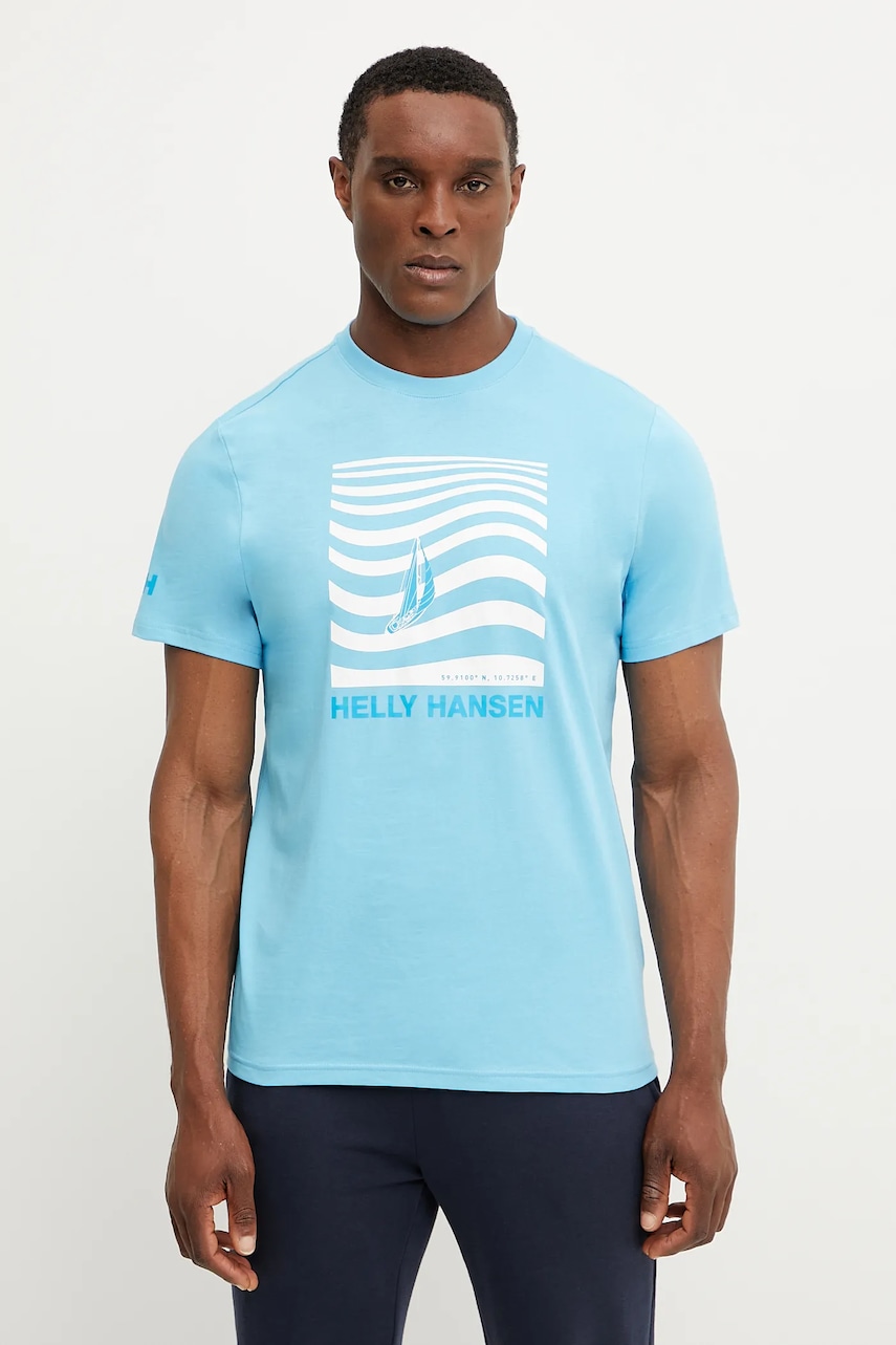 Helly Hansen tricou din bumbac SHORELINE bărbați, cu imprimeu, 54601 Helly Hansen tricou din bumbac SHORELINE bărbați, cu imprimeu, 54601