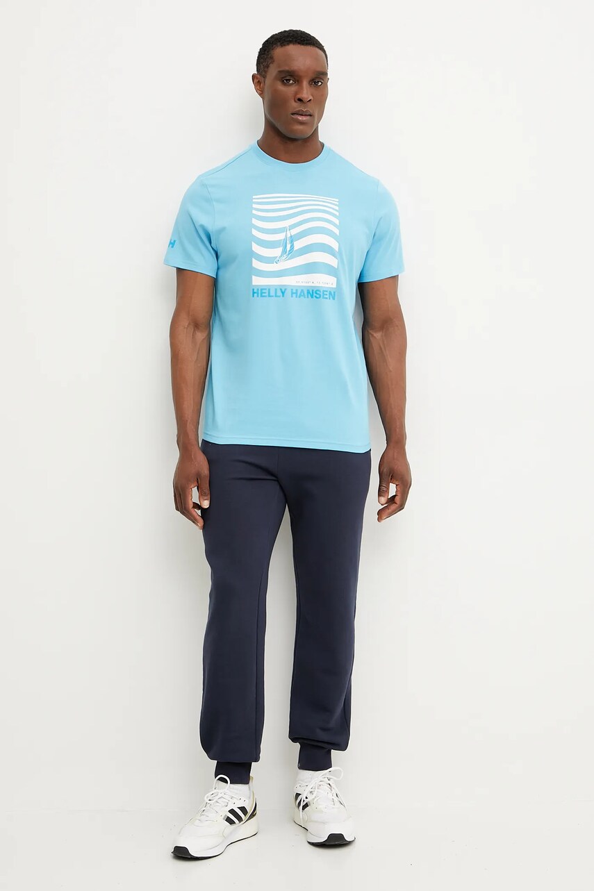Хлопковая футболка Helly Hansen SHORELINE мужская с принтом 54601 Хлопковая футболка Helly Hansen SHORELINE мужская с принтом 54601