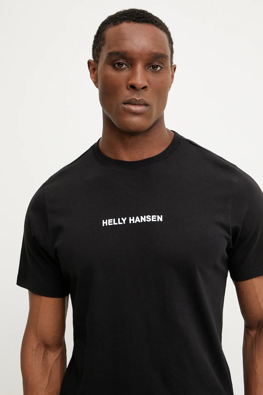Helly Hansen tricou din bumbac CORE bărbați, culoarea negru, cu imprimeu, 54598 Helly Hansen tricou din bumbac CORE bărbați, culoarea negru, cu imprimeu, 54598