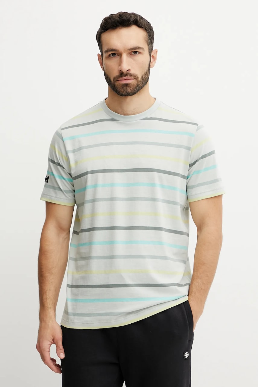 Helly Hansen tricou din bumbac NEWPORT bărbați, culoarea gri, cu imprimeu, 34494 Helly Hansen tricou din bumbac NEWPORT bărbați, culoarea gri, cu imprimeu, 34494
