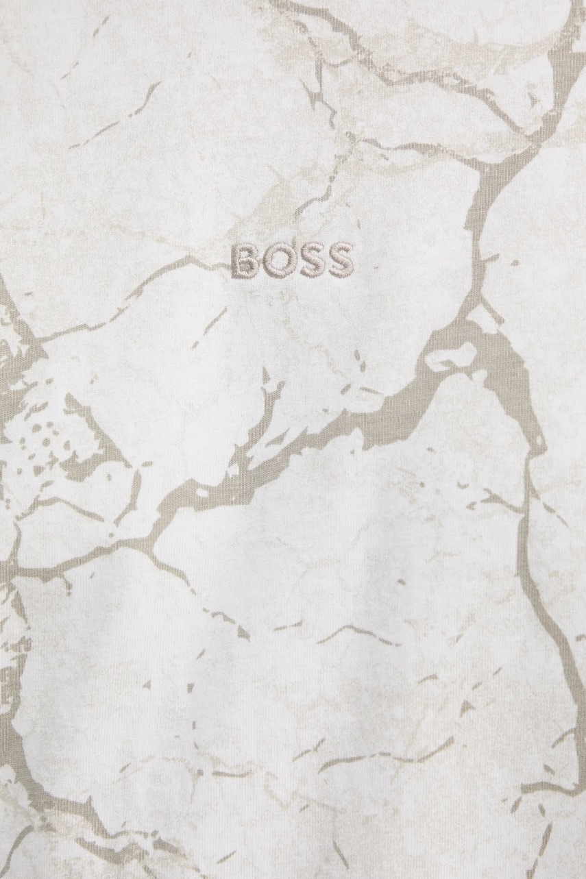 Бавовняна футболка BOSS Orange чоловіча колір бежевий візерунок 50541105 
