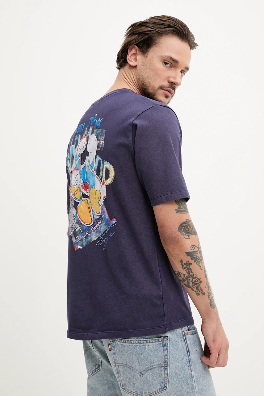 Desigual pamut póló WYOMIN lila, férfi, nyomott mintás, 25SMTK06 termék 2. képe