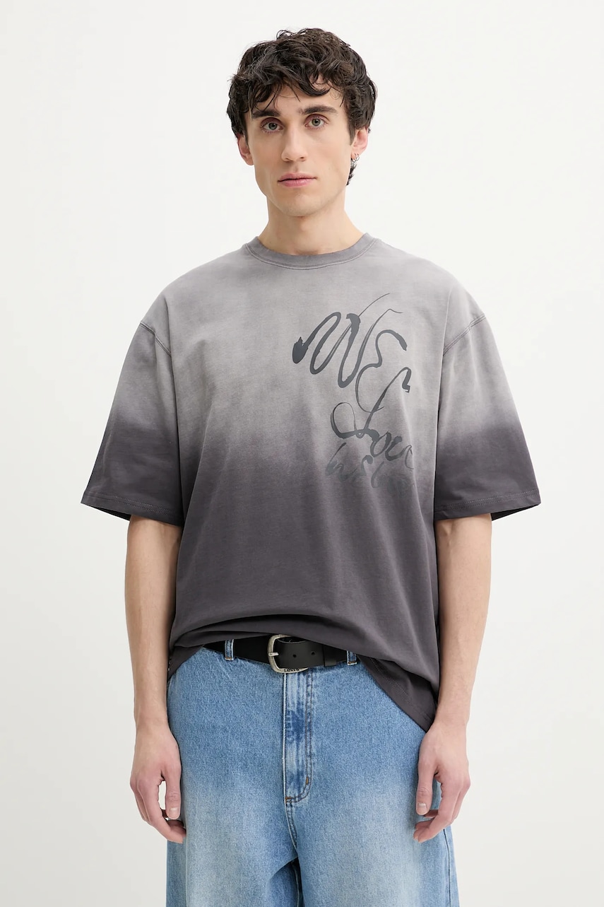 Desigual tricou din bumbac GRANADA barbati, culoarea gri, modelator, 25SMTK22