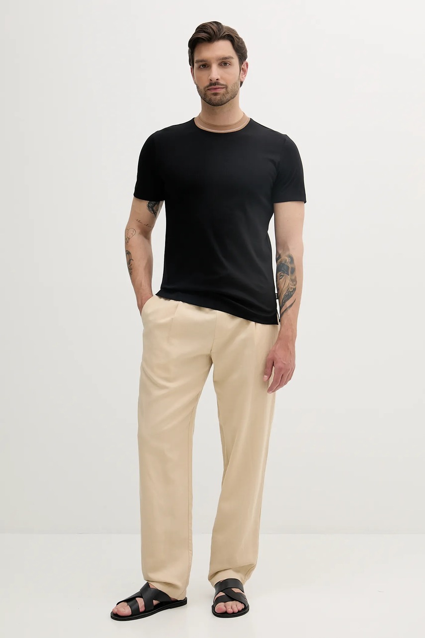 Хлопковая футболка BOSS цвет чёрный однотонная 50531793