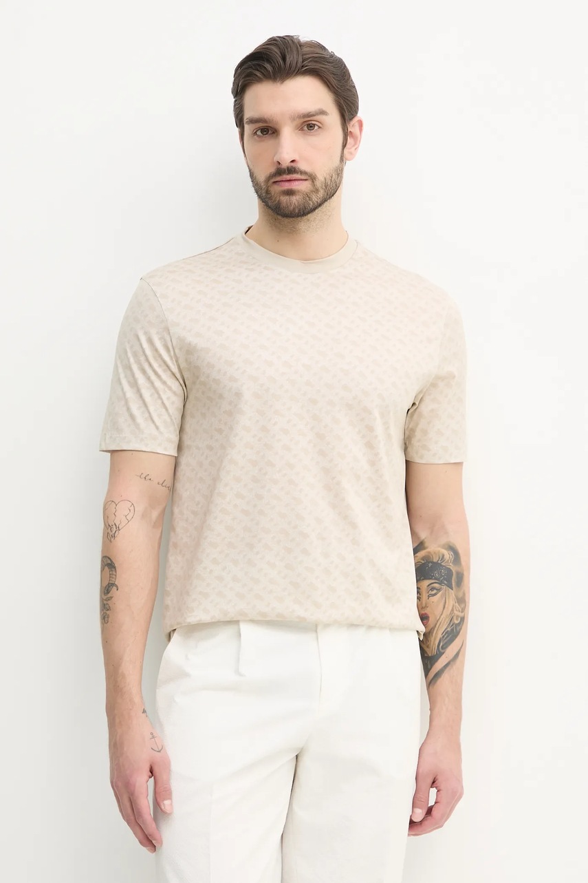 BOSS tricou din bumbac barbati, culoarea bej, modelator, 50539303