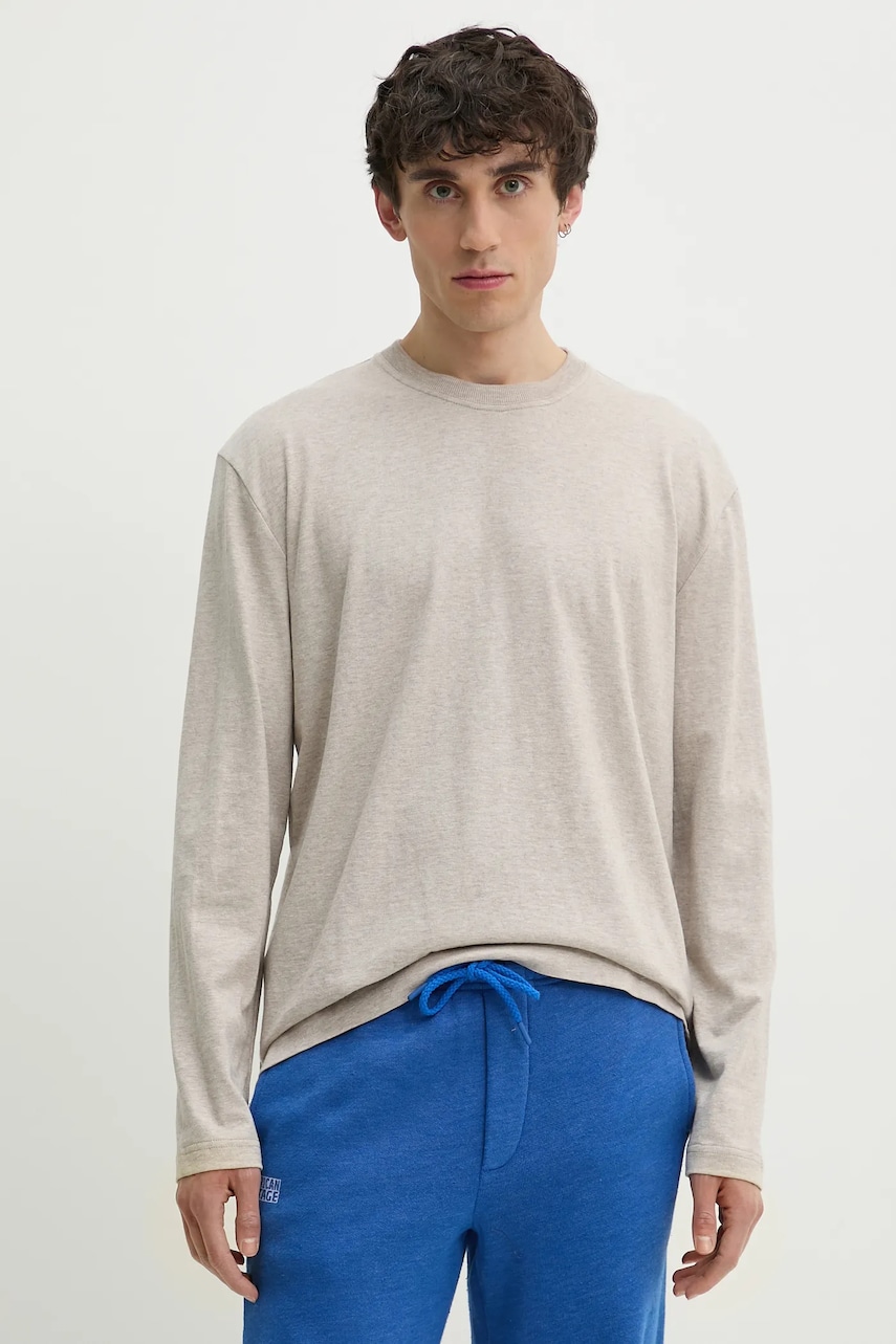 Samsoe Samsoe longsleeve din bumbac SApărKER culoarea gri, melanj, M25100017 Samsoe Samsoe longsleeve din bumbac SApărKER culoarea gri, melanj, M25100017