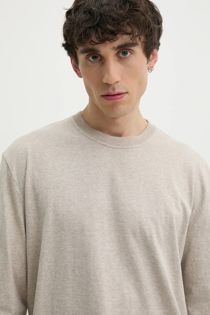 Βαμβακερή μπλούζα με μακριά μανίκια Samsoe Samsoe SAPARKER χρώμα: γκρι, M25100017 φωτογραφία