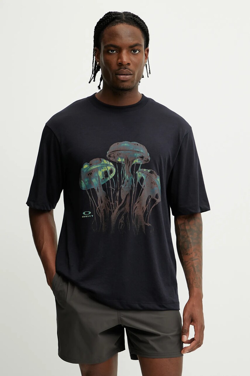 Oakley tricou JELLYFISH culoarea negru, cu imprimeu, FOA406854