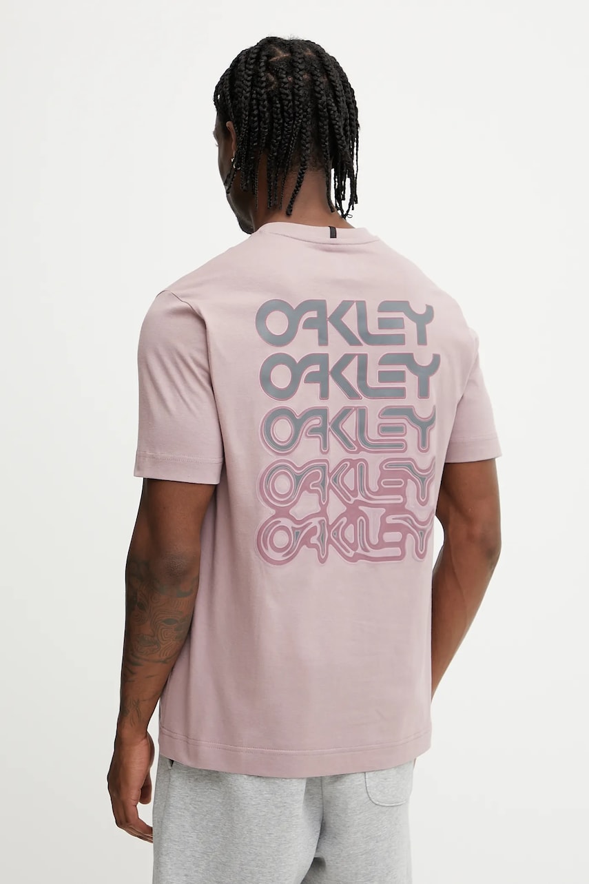 Oakley tricou din bumbac REPEATED culoarea roz, neted, FOA406852
