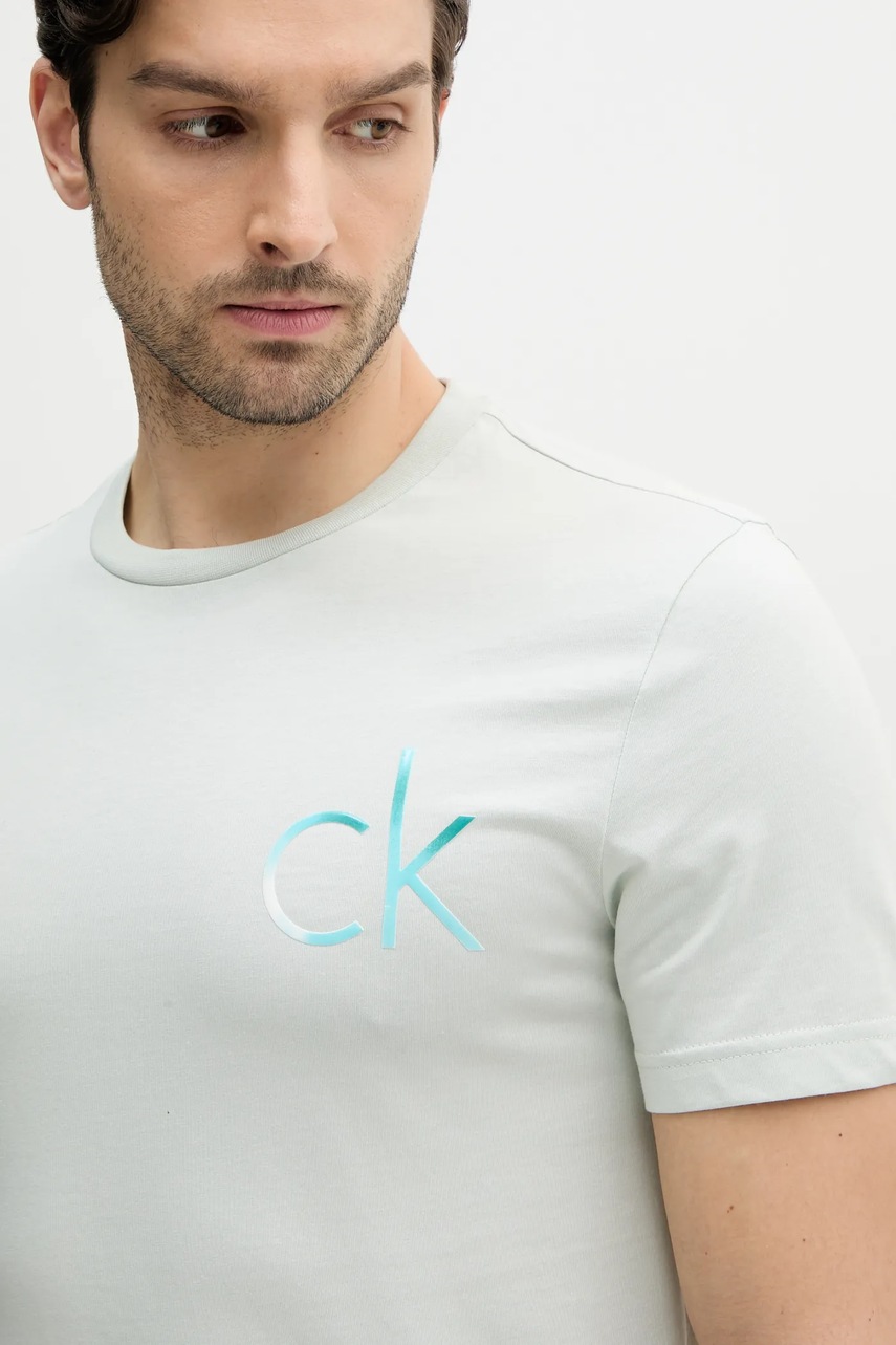 Βαμβακερό μπλουζάκι Calvin Klein ανδρικό, χρώμα: πράσινο, K10K114146 φωτογραφία