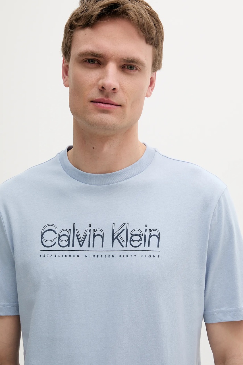 Βαμβακερό μπλουζάκι Calvin Klein ανδρικό, χρώμα: μπλε, K10K114149 φωτογραφία