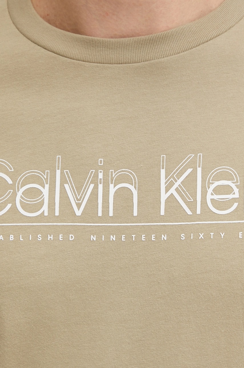 Βαμβακερό μπλουζάκι Calvin Klein ανδρικό, χρώμα: πράσινο, K10K114149 φωτογραφία