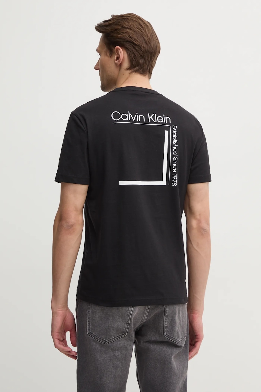 Levně Bavlněné tričko Calvin Klein černá barva, s potiskem, K10K114152