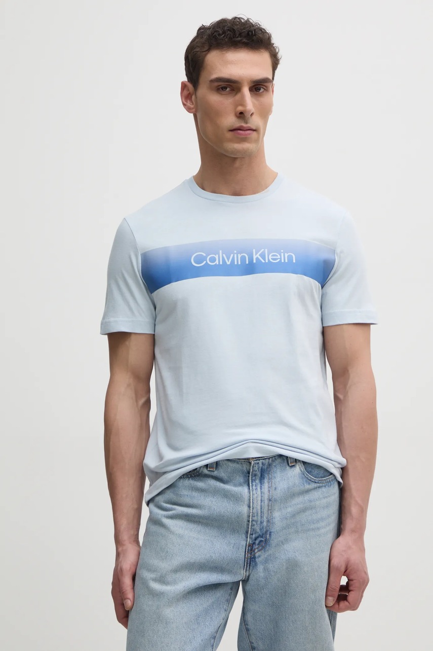 Βαμβακερό μπλουζάκι Calvin Klein ανδρικό, χρώμα: μπλε, K10K114163 φωτογραφία