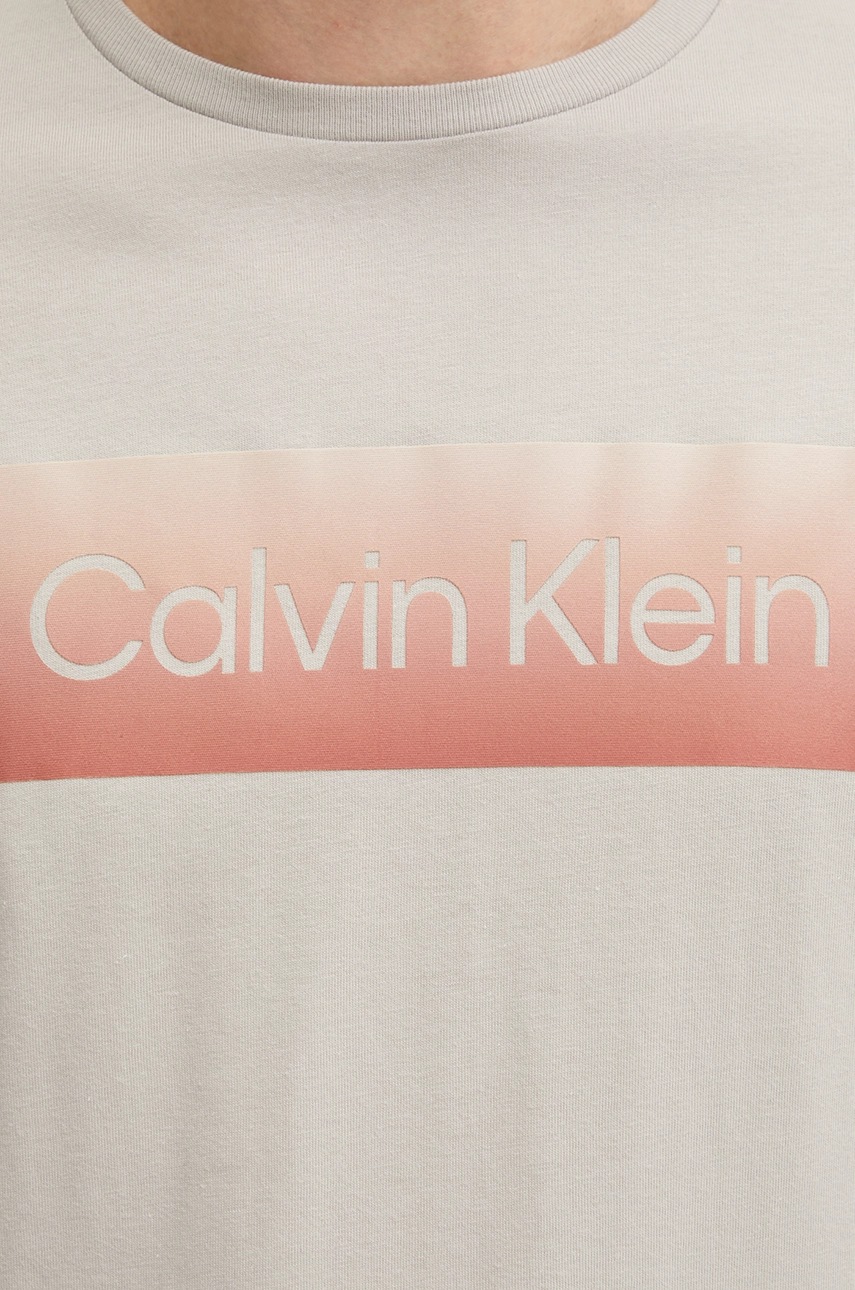 Бавовняна футболка Calvin Klein чоловіча колір бежевий з принтом K10K114163 