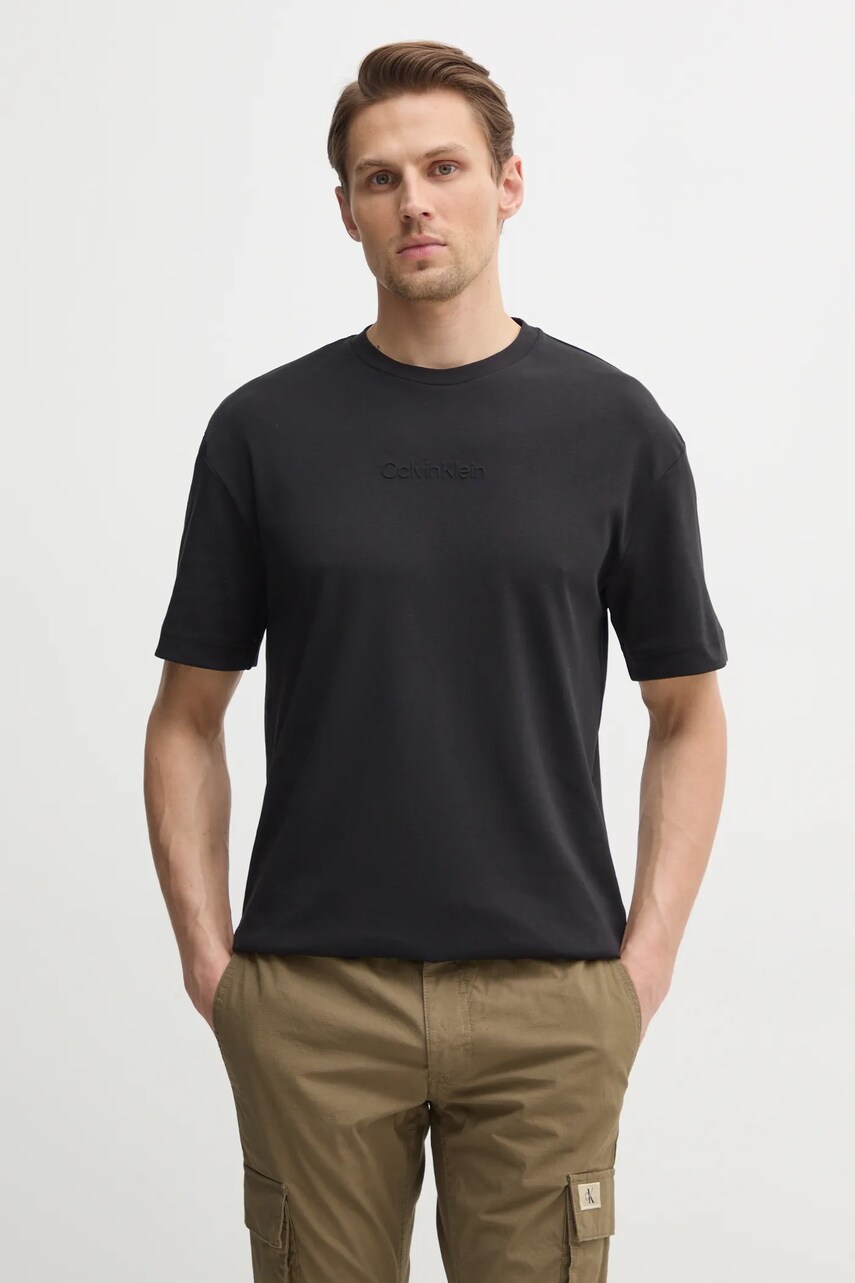 Levně Bavlněné tričko Calvin Klein černá barva, K10K114167