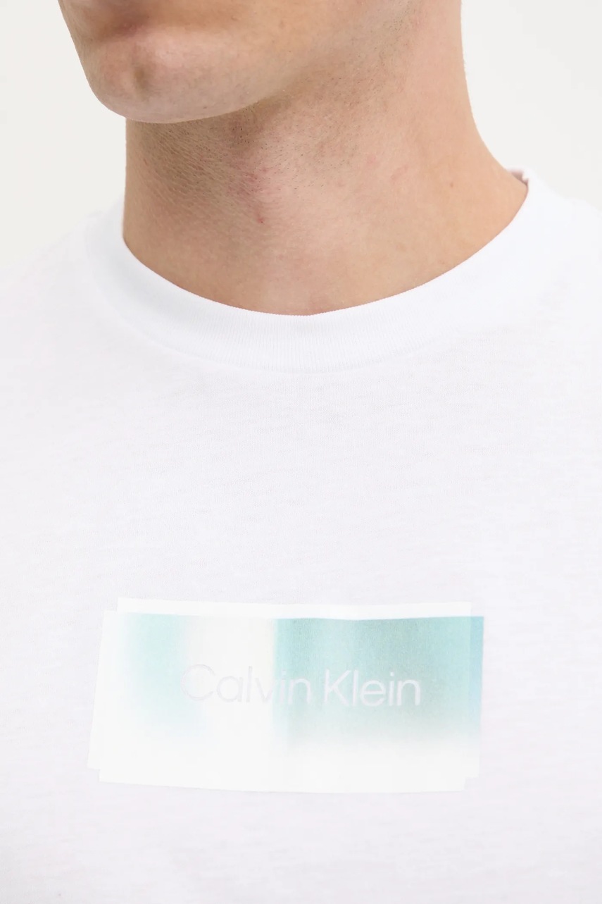 Βαμβακερό μπλουζάκι Calvin Klein ανδρικό, χρώμα: άσπρο, K10K114174 φωτογραφία