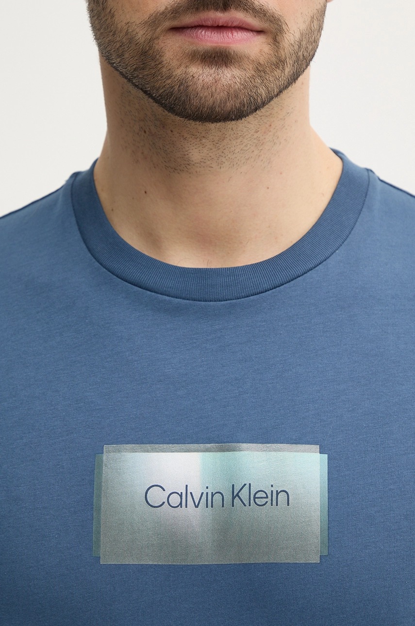 Βαμβακερό μπλουζάκι Calvin Klein ανδρικό, χρώμα: μπλε, K10K114174 φωτογραφία