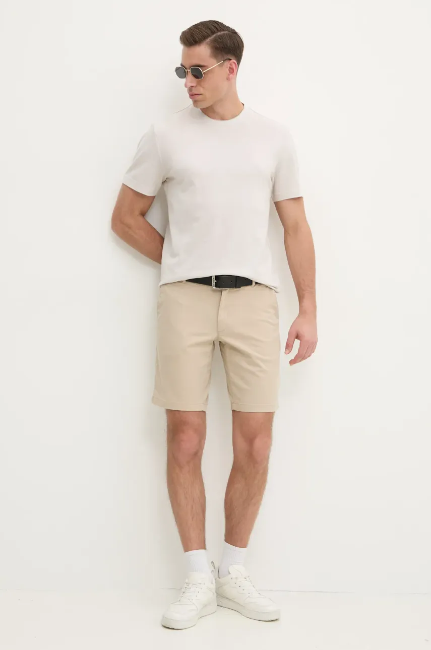 Хлопковая футболка Calvin Klein мужская цвет бежевый однотонная K10K114166 Хлопковая футболка Calvin Klein мужская цвет бежевый однотонная K10K114166