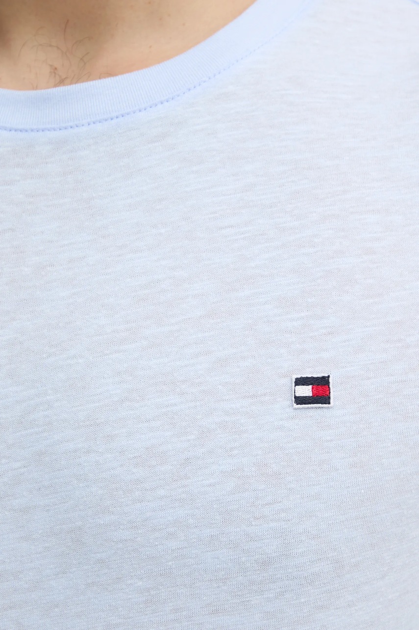 Футболка з домішкою льону Tommy Hilfiger однотонна UM0UM03527 