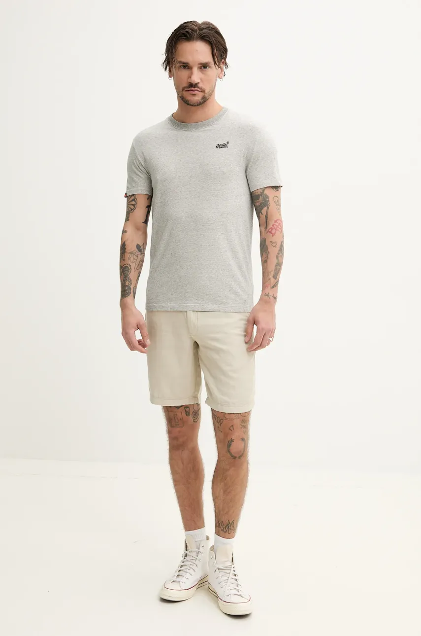 Хлопковая футболка Superdry мужская цвет серый узорная M1011245A-CIE Хлопковая футболка Superdry мужская цвет серый узорная M1011245A-CIE