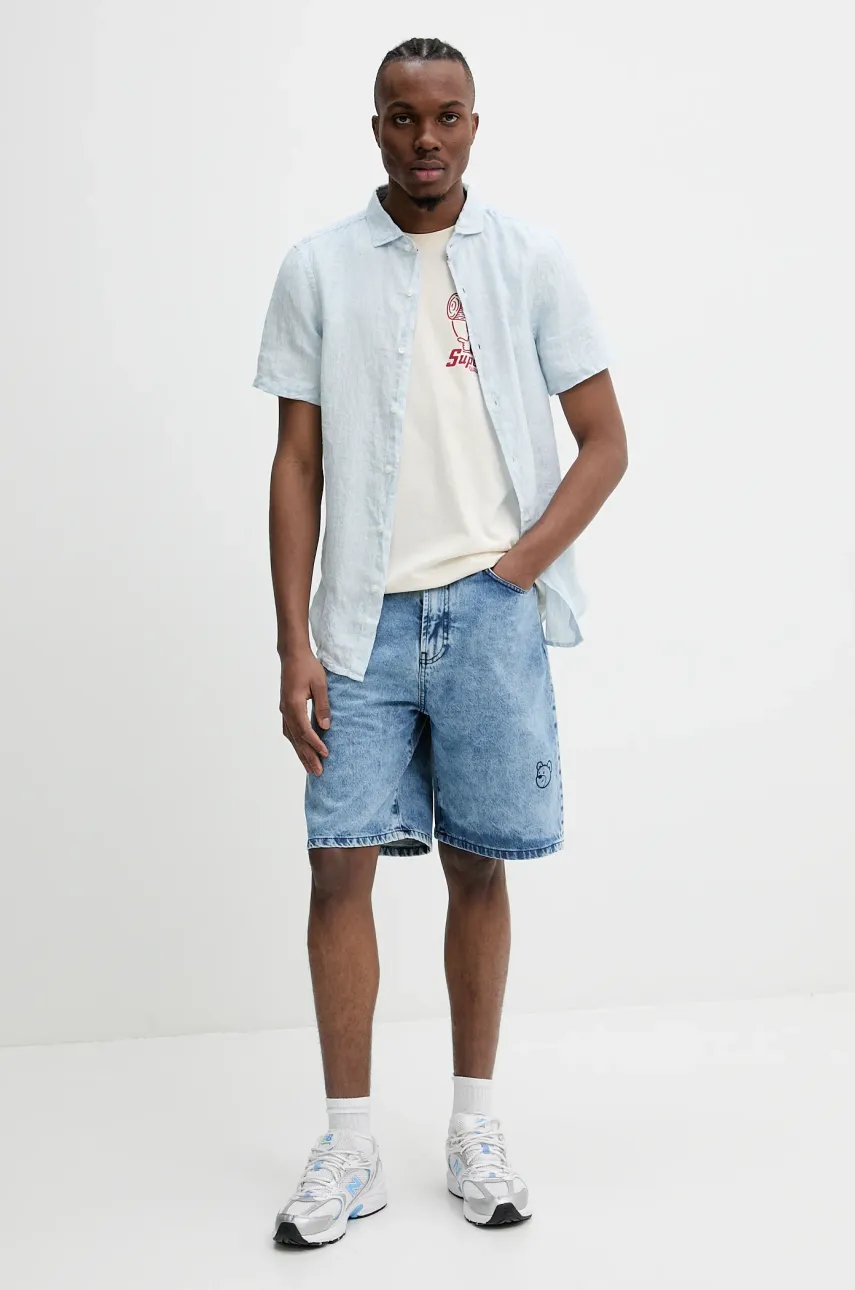 Хлопковая футболка Superdry мужская цвет бежевый с принтом M1012113A-OO3 Хлопковая футболка Superdry мужская цвет бежевый с принтом M1012113A-OO3