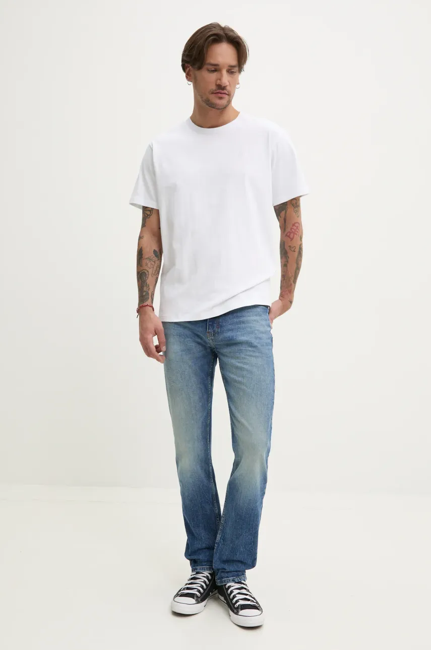 Хлопковая футболка Superdry мужская цвет белый однотонная M1012208A-01C Хлопковая футболка Superdry мужская цвет белый однотонная M1012208A-01C